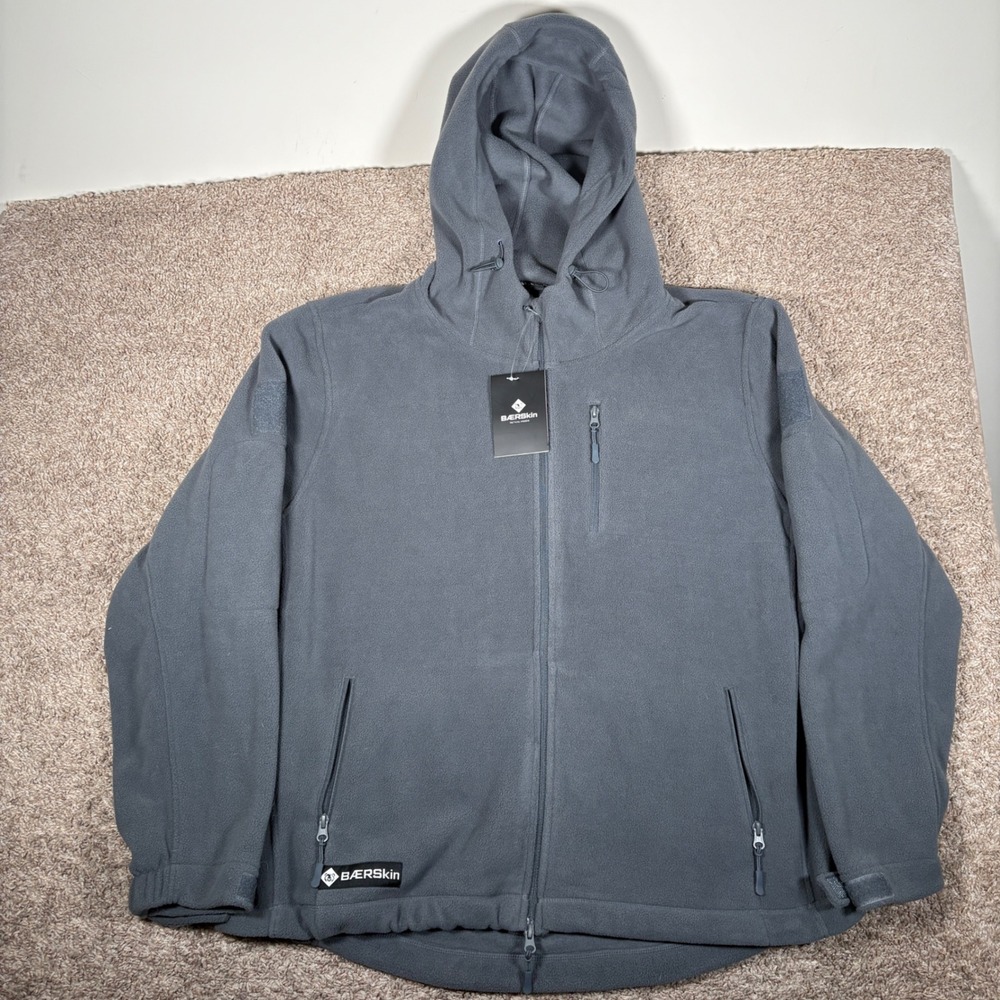 Baerskin Tactical Hoodie B001 Mens 2XL Grey Full Zip Fleece Jacket New With Tags